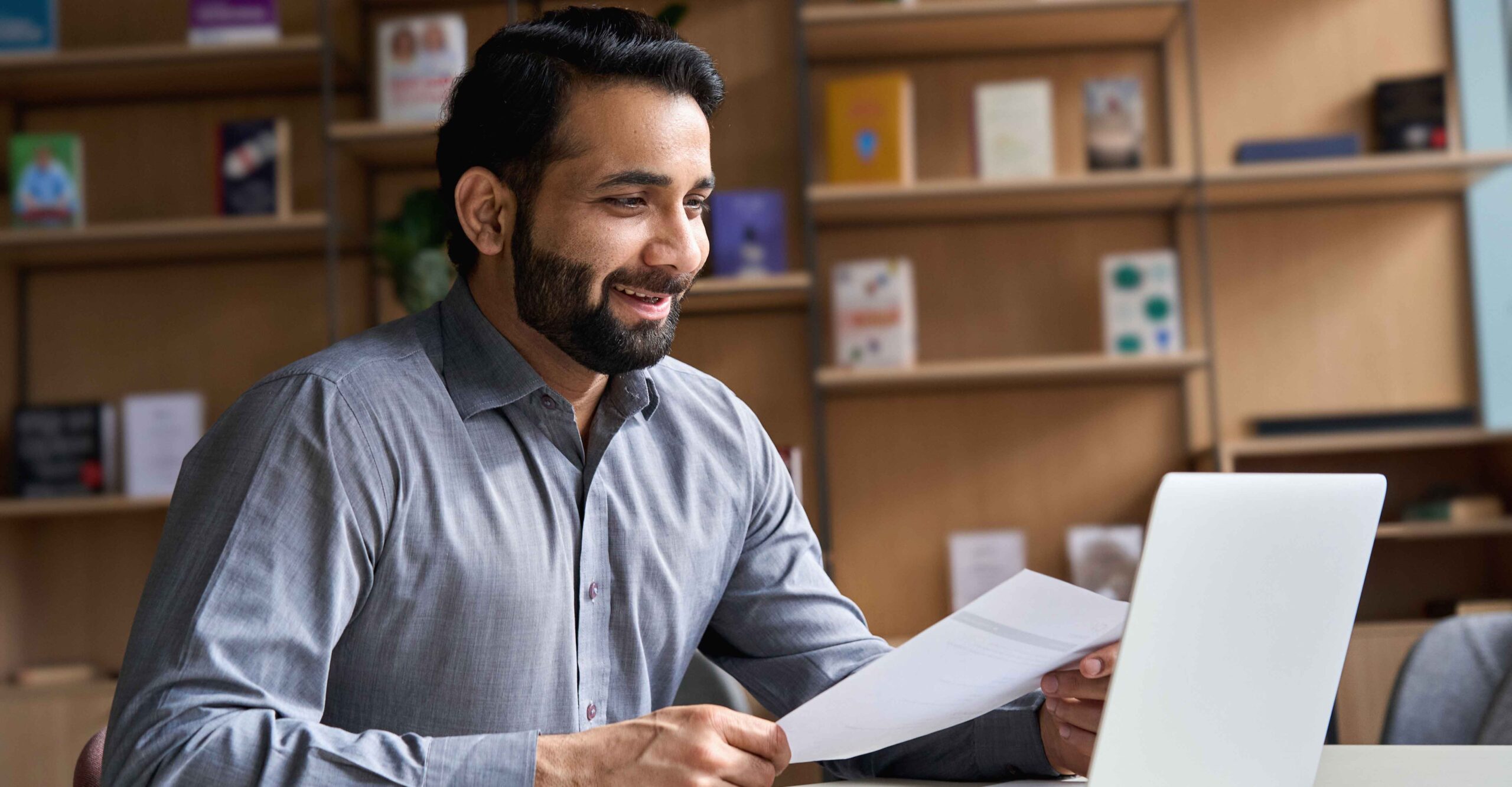 Man on computer in recruitment