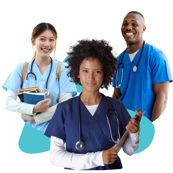 diverse group of nurses from various backgrounds and specialties