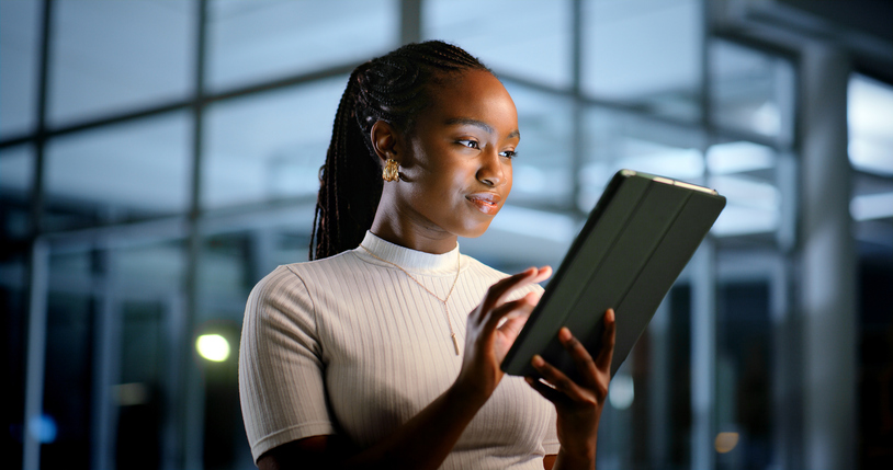 Woman watching digital display advertising ads