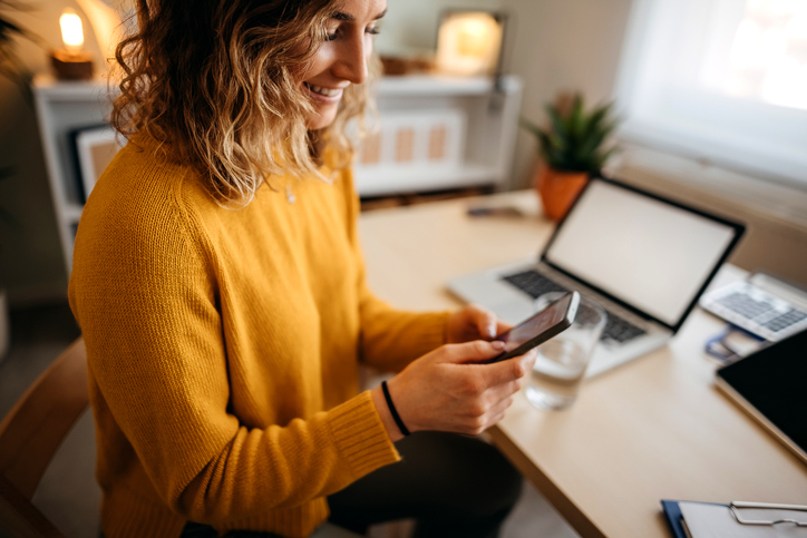 Woman buying a product after email marketing